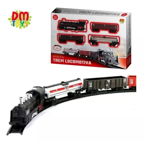 Trem Elétrico Ferrorama Locomotiva Infantil Trenzinho de Brinquedo A pilha  com Vagão Locomotiva Infantil com Pista Trilho