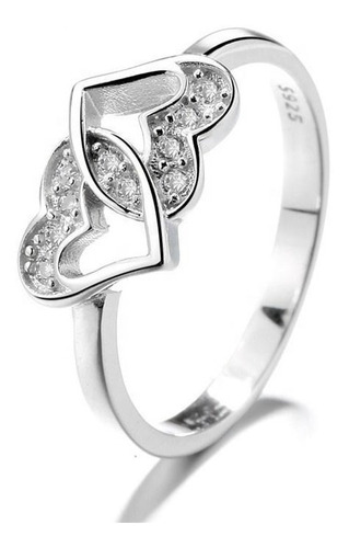 Anillo Para Mujer De Diseño Corazones Enlazados Plata 925