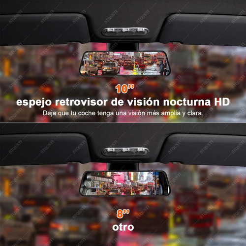 STQUSTI 2k Double Cámara Para Automóvil Pantalla Táctil 10'' Dashcam Stqusti Con Cámara De Visión Trasera