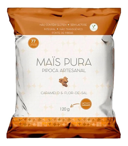 Pipoca Pronta Artesanal Integral Caramelo & Flor-de-Sal Maïs Pura Pacote 120g
