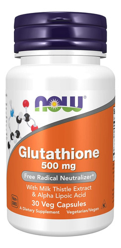 L Glutathione 500 Mg 30 Capsulas Now