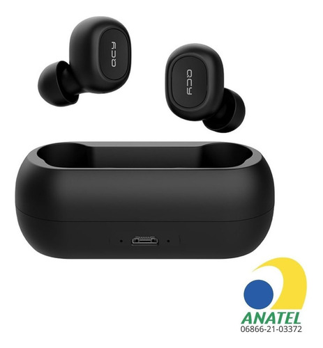 Qcydobrasil-t-1-c Fone De Ouvido Bluetooth 5.0 Preto Bateria De Até 4 Horas Classificação Ipx4 À Prova D'água Sem Fio Compatível Com Android E Ios