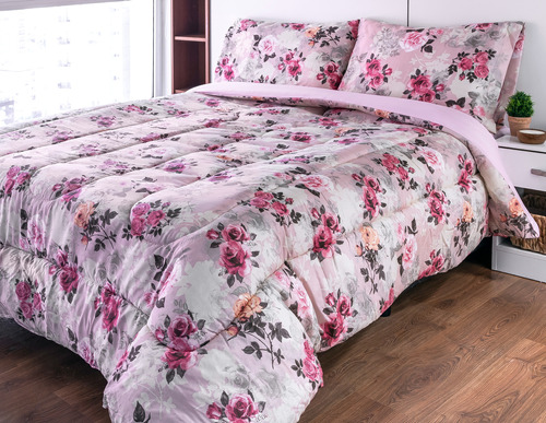 Acolchado Edredon De 2 Plazas Y 1/2 Estampados Reversibles 