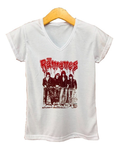 Remera Escote V Mujer The Ramones Spun