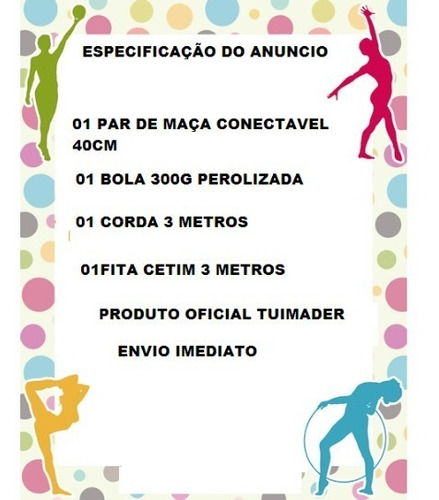 Itens Ginastica Rítmica(bola,maça Conectável,corda E Fita)
