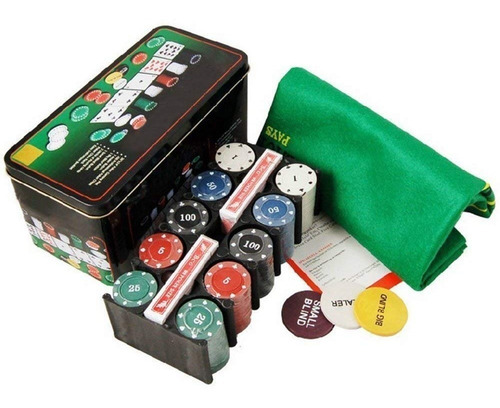 Set Poker 200 Fichas + Revolvedor De Cartas + Naipes + Envio