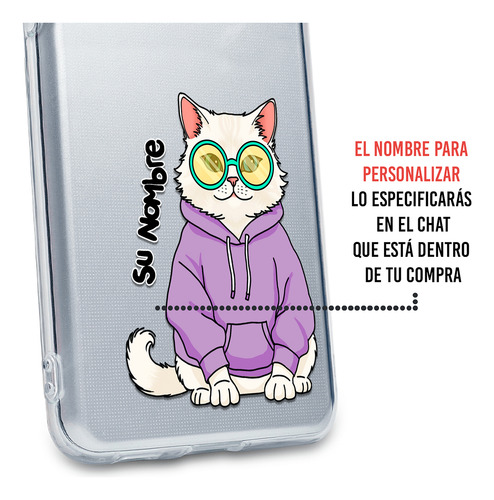 Funda Para Huawei Mujer Gatito Khao Manee Cool Con Tu Nombre
