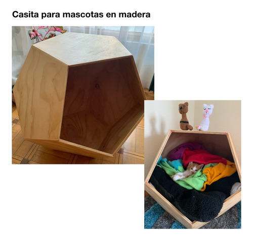 Casa Para Mascotas Madera Con Diseño Hexagonal