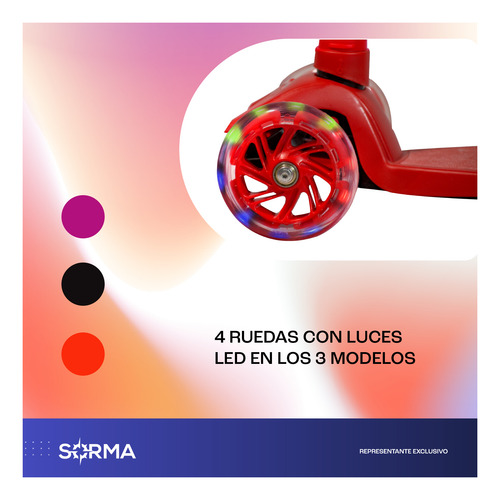 Imagen 5 de 8 de Monopatín Bullfooter Maxi Con Luces Led 4 Ruedas-reforzado