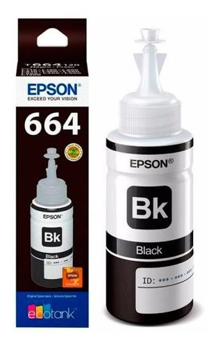 Botella Tinta Epson T6641 Negra -  L200 210 220 355 555 1300