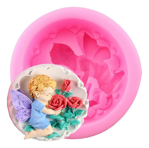 1pcs Molde Silicona Ángel Flor De Rosa Fondant Jabón Resina