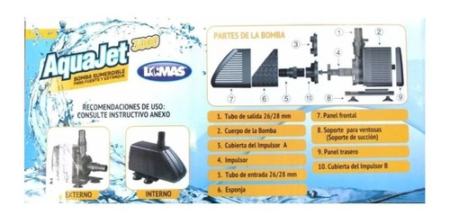 Imagen 3 de 5 de Bomba De Agua Sumergible 2050l/h Para Estanque O Fuente