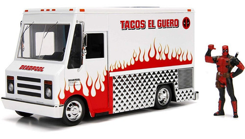 Deadpool Foodtruck Camion Tacos Die Cast 1:24 Jada Palermo Color Blanco