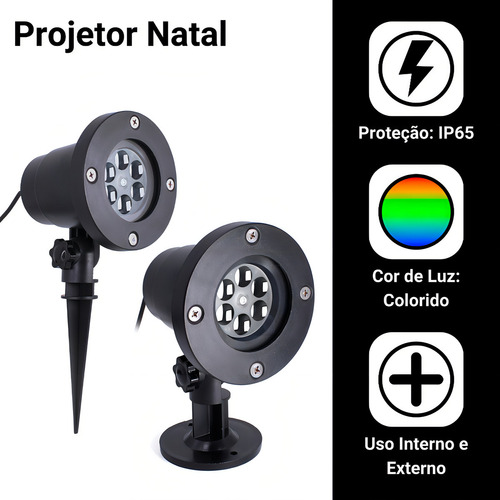 Refletor Projetor Natal Festa Prova Agua Desenhos Natalinos Cor da luz RGB 127/220V