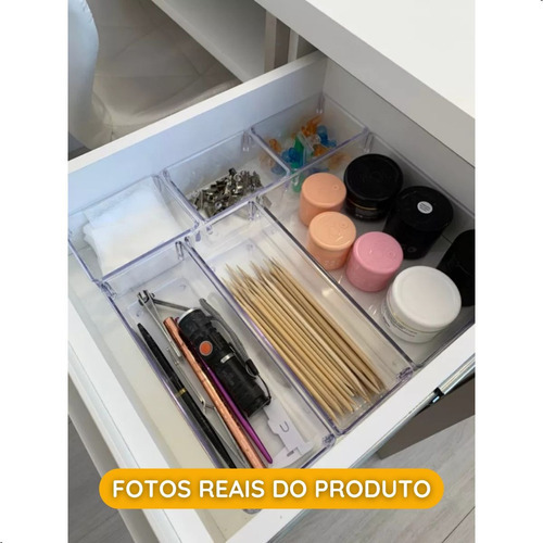 Kit 21 Organizador Multiuso Modular Gavetas Acrílico Cristal