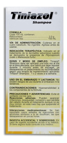 Pack Shampoo Tiniazol Tratamiento Anti Caspa 120 Ml (3 Pzas)