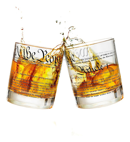 Vasos Whisky Constitution Usa 2 Unidades 10 Oz Regalo Patrió