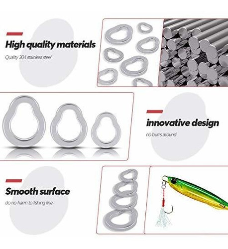 Hilitchi Anillo Pesca Acero Inoxidable Macizo Vario Tamaño