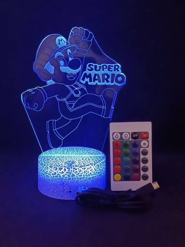 Lampara Led 3d Super Mario Bros  16 Colores