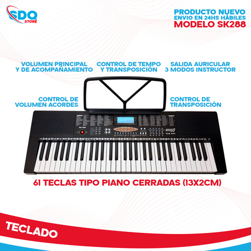 Teclado De 61 Teclas Con Microfono Pie De Teclado Y Funda