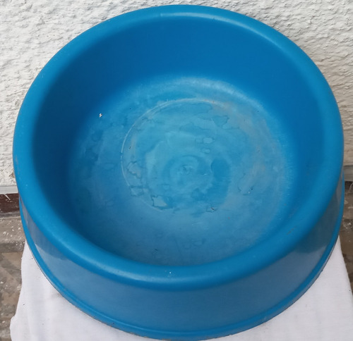 Plato Comida Mascota 25 Cm Diámetro Plástico Azul.