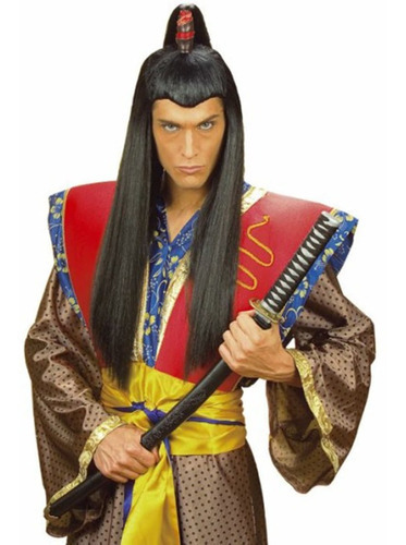 Peluca De Samurai Espadachin Japon Japones Asiatico Disfraz Color Negro