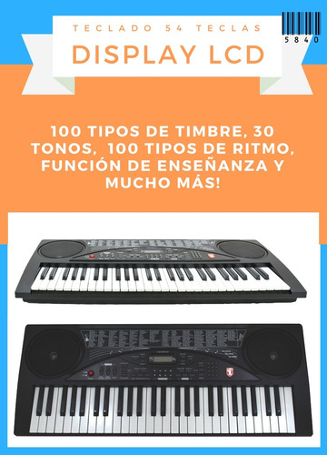 Imagen 2 de 9 de Teclado Electrico Musical Microfono 54 Teclas Graba Melodias