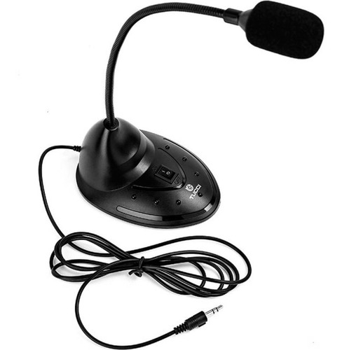 Micrófono Omnidireccional Pc Ajustable Elegante Plug Trs Color Negro