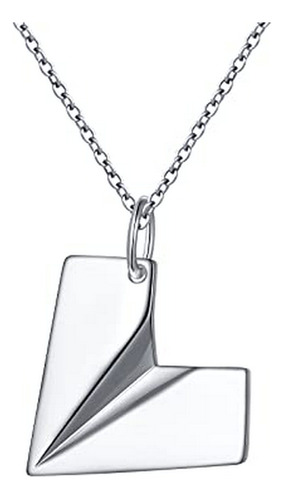 Collar - 925 Sterling Silver Paper Airplane Paper Plane Hear