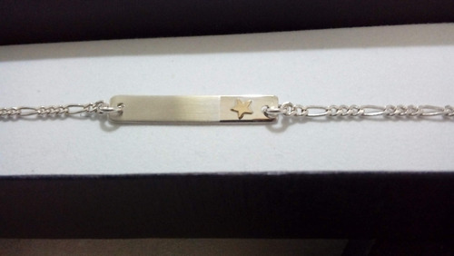 Pulsera Identidad Plata Y Oro Nena Niño Estrella Con Grabado