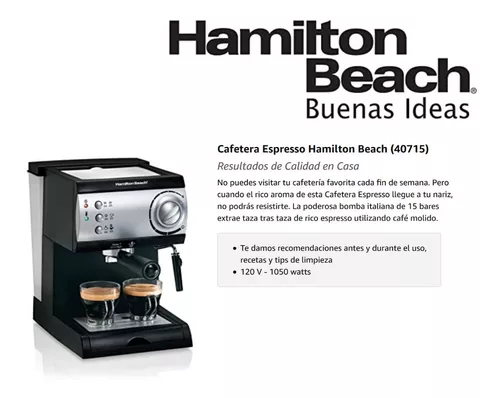Máquina de Espresso Hamilton Beach 15 Bares Negro