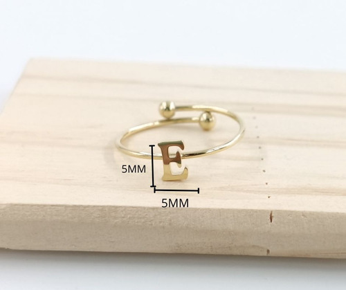 2 Uds De Anillos Con Inicial Acero Inoxidable Vie Or E Ajustable