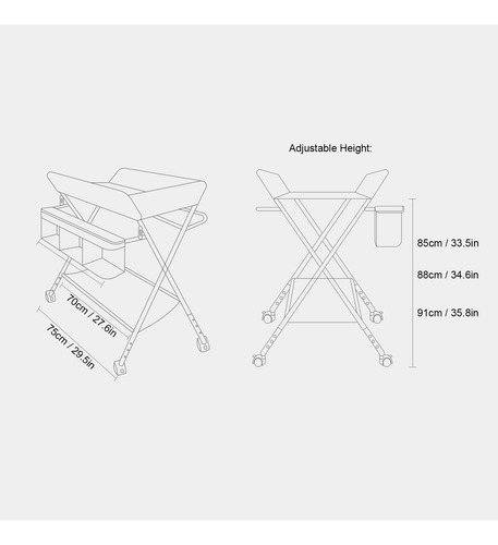 Cambiador Para Bebés De Pañales Mesa Portátiles Plegable