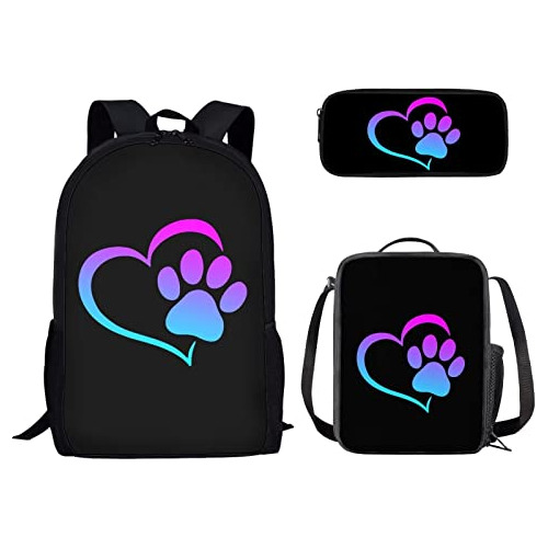 Dolyues Heart Dog Paw Backpack Purse For Women Girls 44yvq