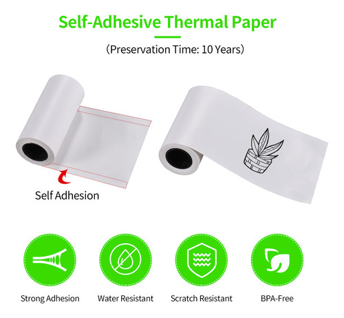 D 5 Rollos De Papel Térmico Sin Bpa De 57 X 30 Mm For