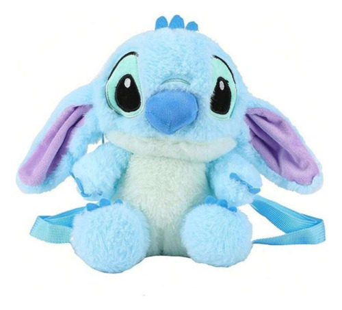Mochila Feminina Escolar De Pelúcia Lilo & Stitch - Azul
