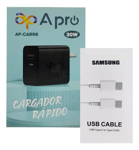 Cargador Apro 30w Turbo Carga Rapida 5v Usb Y Usb C 1 Metro