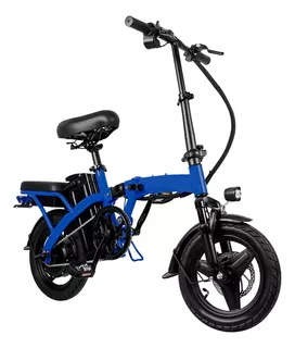 Bicicleta Electrica Electrobike Plegable Con Alarma Antirrobo Cargador Para Celular Canastilla Y Herramienta Para Dos Pasajeros 45km/h De Velocidad Con 70km De Autonomía Conducción Hibrida Color Azul