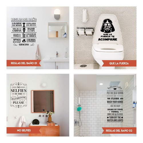 Vinilos Decorativos Para Baño Pared Vidrio Toilet Inodoro 