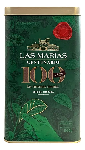 comprar Yerba Mate Las Marías Centenario 500g + Lata Con Pico