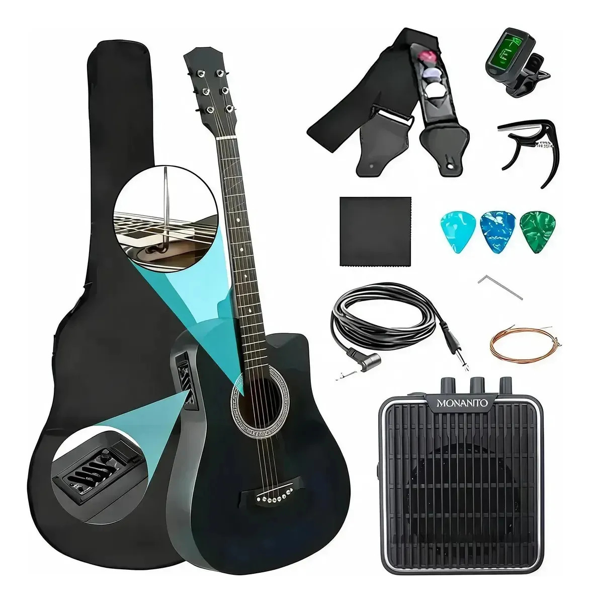 Guitarra Electroacústica Genérica Mate 38in De Accesorios
