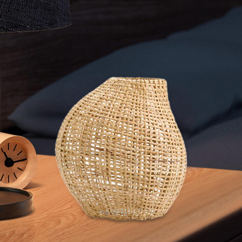 Abajur De Mesa De Bambu Tecido À Mão, Não Inclui S