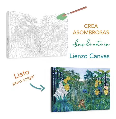 Cuadros Para Pintar Niños León Kit Canvas C/ Pinturas Pincel