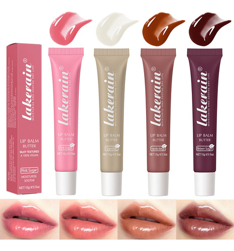 Balsamo Labial Brillante De 4 Colores, Crema Hidratante Para