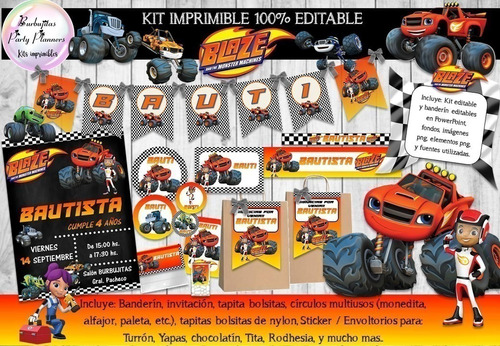 Kit Imprimible Blaze & The Monster Machines - 100% Editable
