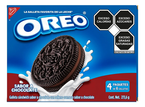 4 Pzs Oreo Galletas De Chocolate Nabisco 273.6gr