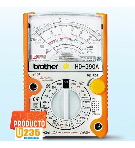 Imagen 3 de 4 de Multimetro Analogico Brother Hd-390a Tester Profesional