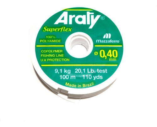 Nylon Araty Superflex 0,40mm 100 Mts 9,1 Kg. Dorado Tararira