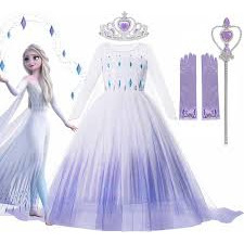Disfraz Elsa Frozen Corona Varita Trenza Y Guantes Exclusivo