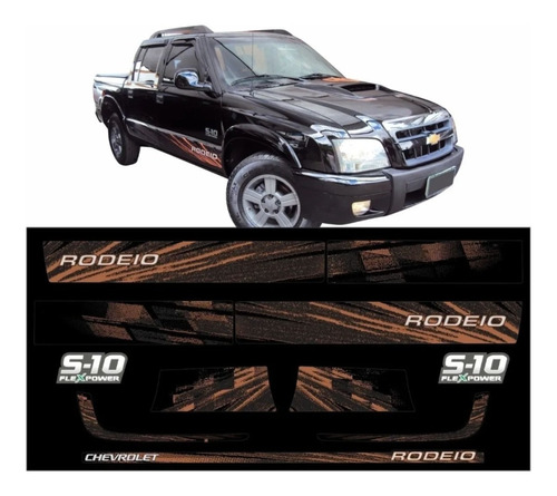 Kit Adesivos Compatível Chevrolet S10 Rodeio 2011 Preta 